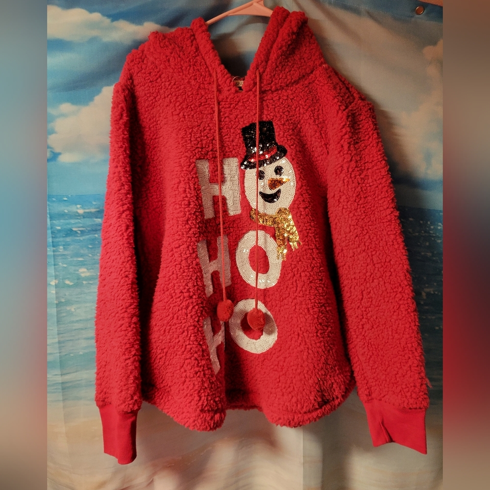 Chance Or Fate NWOT Women's Christmas Snowman Fuzzy Sherpa Hoodie Size Medium - Picture 1 of 3
